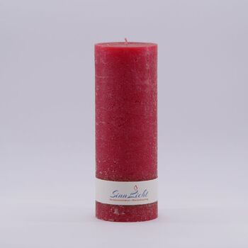 Bougie pilier rouge rustique | Diamètre environ 65, hauteur environ 190 1