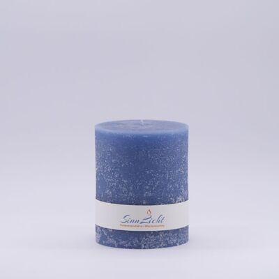 Stumpen-Kerze blau rustic | Durchmesser ca. 94, Höhe ca. 105
