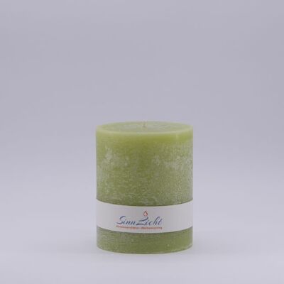 Pillar candle light green rustic | Diameter approx. 94, height approx. 105