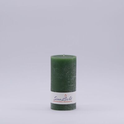 Bougie pilier vert foncé rustique | Diamètre environ 56, hauteur environ 105