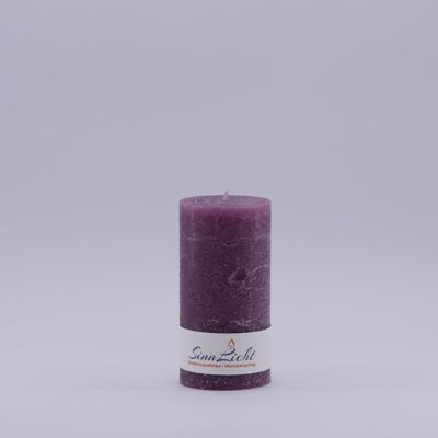 Bougie pilier lilas rustique | Diamètre environ 56, hauteur environ 105