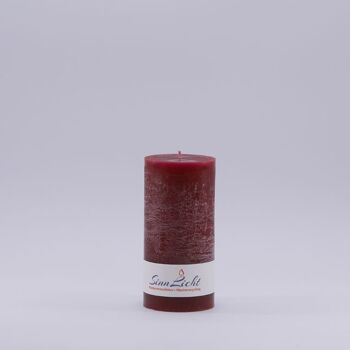 Bougie pilier rouge foncé rustique | Diamètre environ 56, hauteur environ 105 1