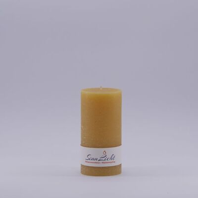 Bougie pilier jaune rustique | Diamètre environ 56, hauteur environ 105