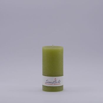 Bougie pilier vert clair rustique | Diamètre environ 56, hauteur environ 105 1