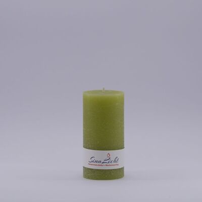 Pillar candle light green rustic | Diameter approx. 56, height approx. 105