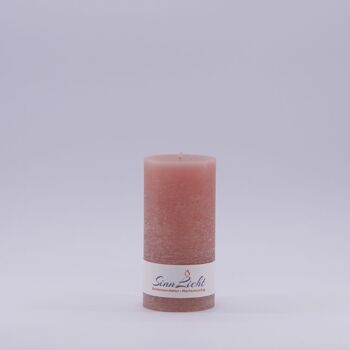Bougie pilier rose rustique | Diamètre environ 56, hauteur environ 105 1