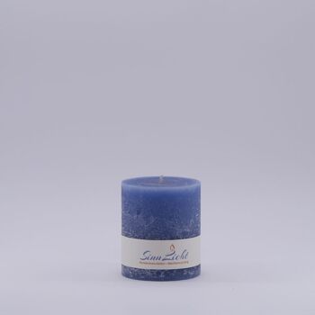 Bougie pilier bleue rustique | Diamètre environ 65, hauteur environ 80 1