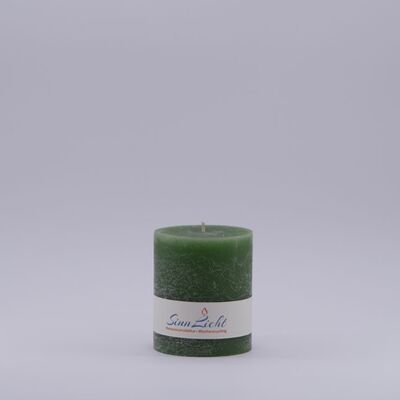 Bougie pilier vert foncé rustique | Diamètre environ 65, hauteur environ 80