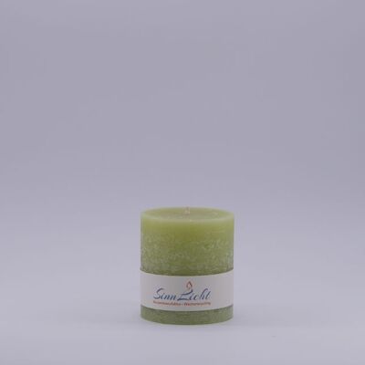 Pillar candle light green rustic | Diameter approx. 65, height approx. 80