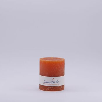 Bougie pilier orange rustique | Diamètre environ 65, hauteur environ 80 1