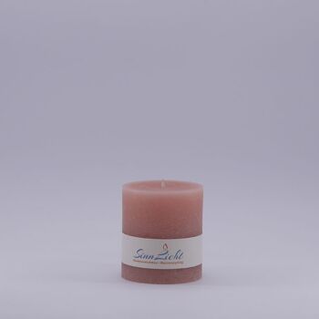 Bougie pilier rose rustique | Diamètre environ 65, hauteur environ 80 1