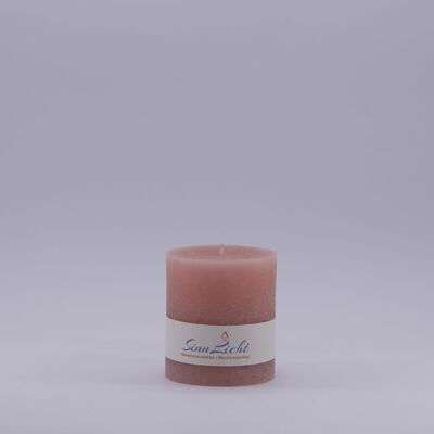 Stumpen Kerze rosa rustic | Durchmesser ca. 65, Höhe ca. 80