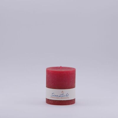 Stumpen Kerze rot rustic | Durchmesser ca. 65, Höhe ca. 80