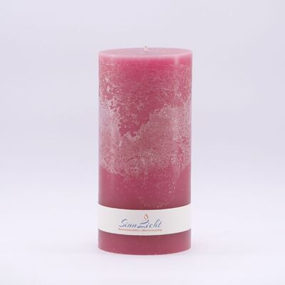Stumpen-Kerze pink rustic | Durchmesser ca. 94, Höhe ca. 190