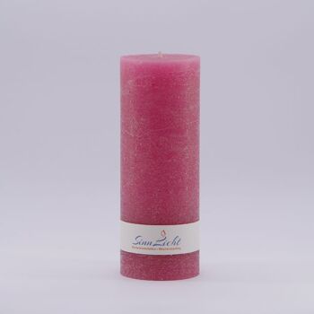 Bougie pilier rose rustique | Diamètre environ 65, hauteur environ 190 1