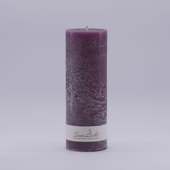 Bougie pilier lilas rustique | Diamètre environ 65, hauteur environ 190 1