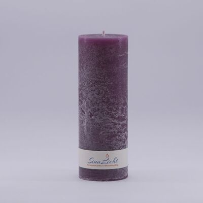 Bougie pilier lilas rustique | Diamètre environ 65, hauteur environ 190