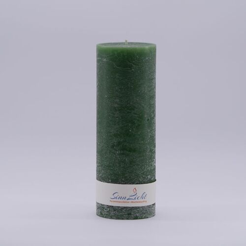 Stumpen-Kerze dunkel grün rustic | Durchmesser ca. 65, Höhe ca. 190