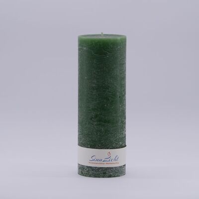 Bougie pilier vert foncé rustique | Diamètre environ 65, hauteur environ 190