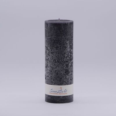 Bougie pilier noir rustique | Diamètre environ 65, hauteur environ 190