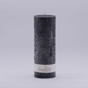 Bougie pilier noir rustique | Diamètre environ 65, hauteur environ 190 1