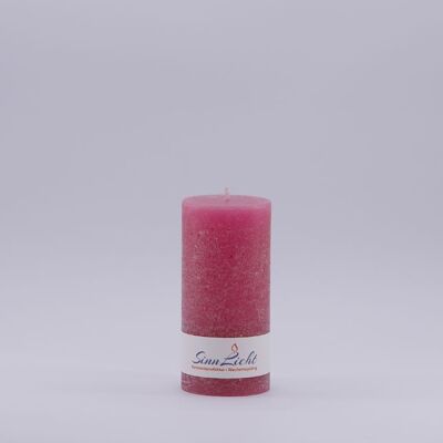 Stumpen-Kerze pink rustic | Durchmesser ca. 56, Höhe ca. 105