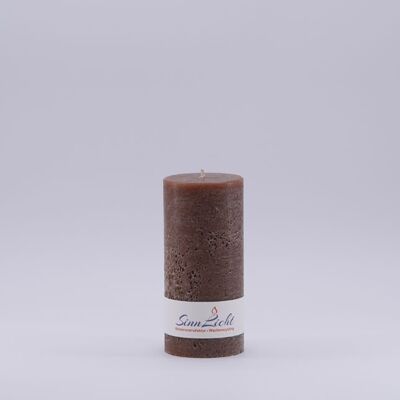 Pillar candle brown rustic | Diameter approx. 56, height approx. 105