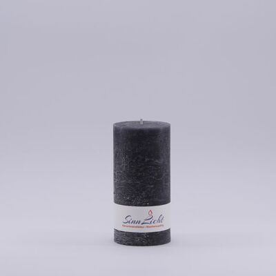 Stumpen-Kerze schwarz rustic | Durchmesser ca. 56, Höhe ca. 105