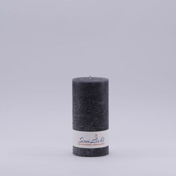 Bougie pilier noir rustique | Diamètre environ 56, hauteur environ 105 1