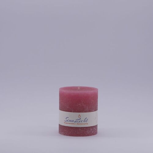 Stumpen Kerze pink rustic | Durchmesser ca. 65, Höhe ca. 80