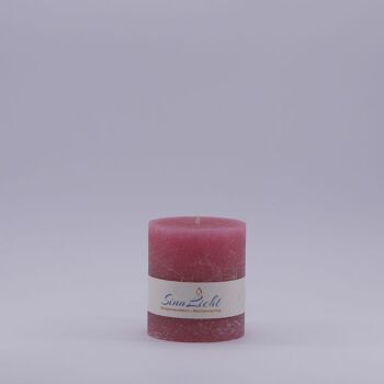 Bougie pilier rose rustique | Diamètre environ 65, hauteur environ 80 1