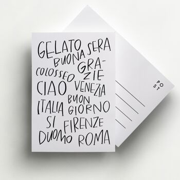 Carte postale en lettres italiennes 1