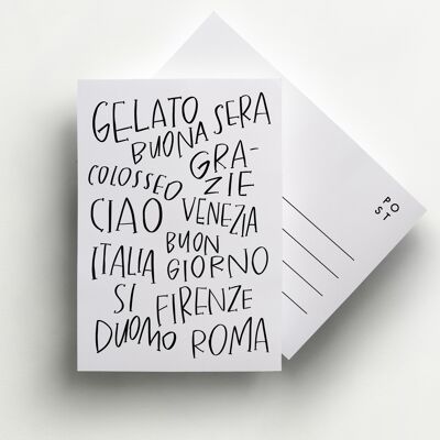 Carte postale en lettres italiennes