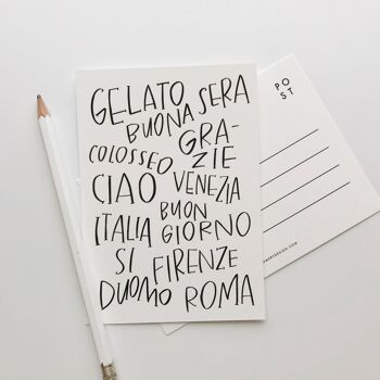 Carte postale en lettres italiennes 2
