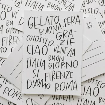 Carte postale en lettres italiennes 3