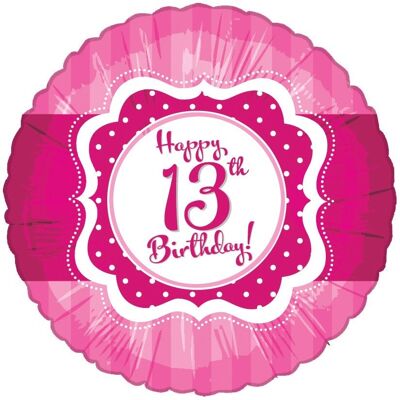 Perfekt rosa Folienballon zum 13. Geburtstag