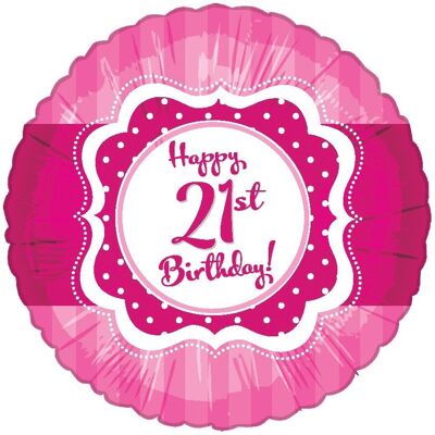Perfekt rosa Folienballon zum 21. Geburtstag
