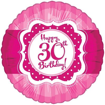 Perfekt rosa Folienballon zum 30. Geburtstag