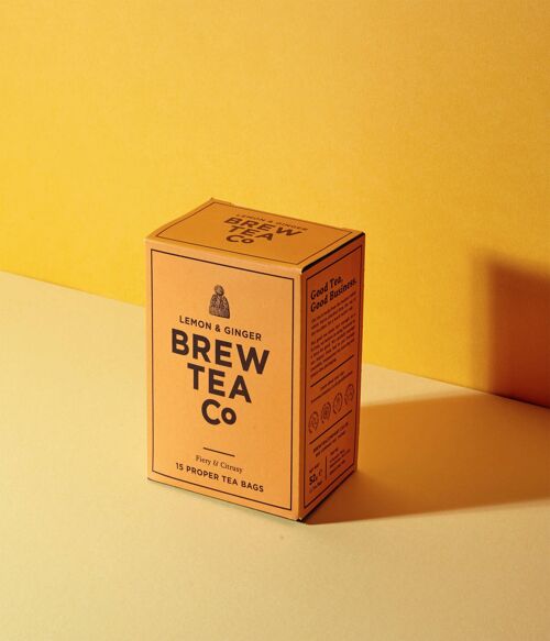 Lemon & Ginger Herbal Tea - Fiery & Citrusy - 15 Proper Teabags