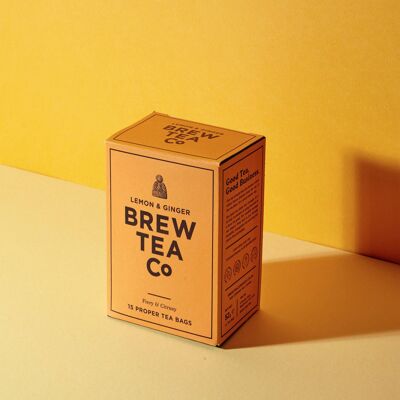 Lemon & Ginger Herbal Tea - Fiery & Citrusy - 15 Proper Teabags