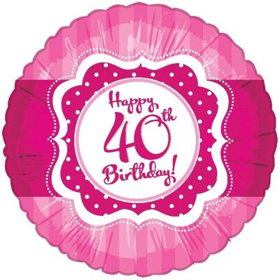 Globo metalizado de 40 cumpleaños perfectamente rosa