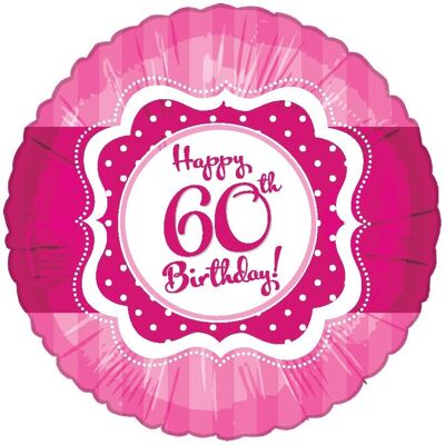 Ballon aluminium 60e anniversaire parfaitement rose