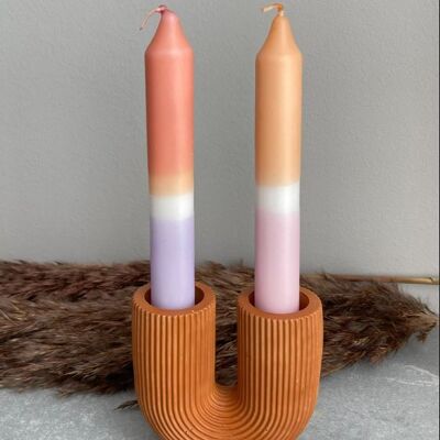 Geriffelter Duo Kerzenständer - Terracotta