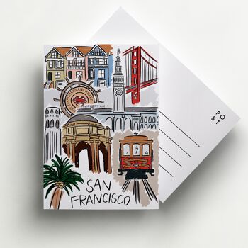 Carte postale illustrée de San Francisco 1