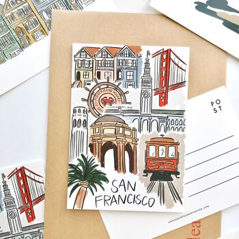 Carte postale illustrée de San Francisco 2