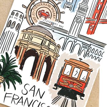 Carte postale illustrée de San Francisco 4