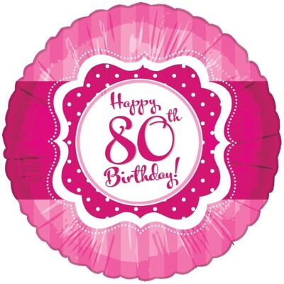 Perfekt rosa Folienballon zum 80. Geburtstag