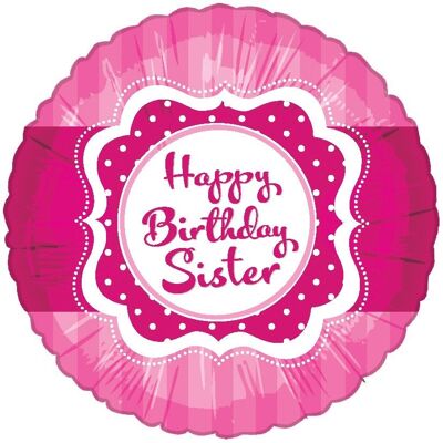 Ballon en feuille d'aluminium Happy Birthday Sister parfaitement rose