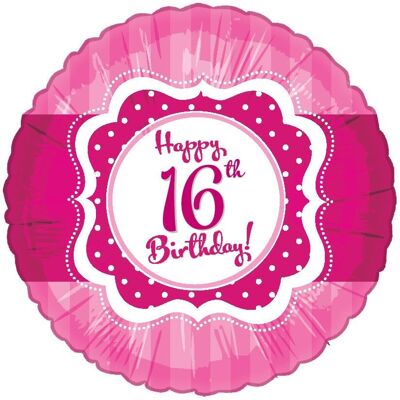 Perfekt rosa Folienballon zum 16. Geburtstag