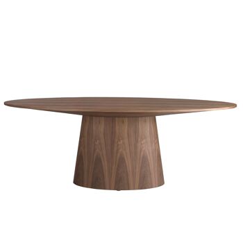 Table à manger fixe avec plateau ovale en bois plaqué noyer, modèle 1013 1
